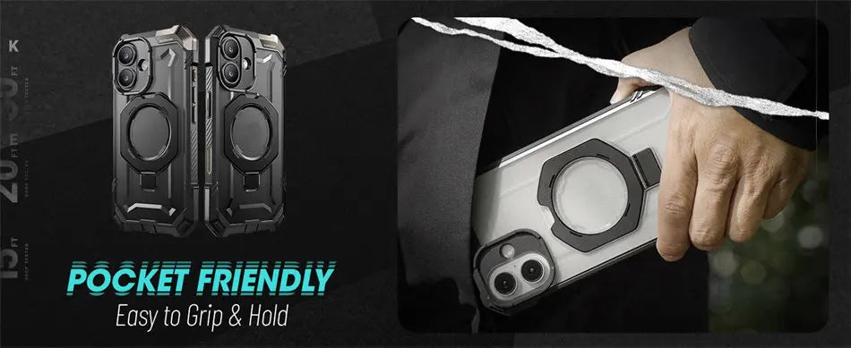 For iPhone 16 Case with Camera Control Capture Button UB Grip Heavy Duty Rugged  MagSafe Phone Case with Stand