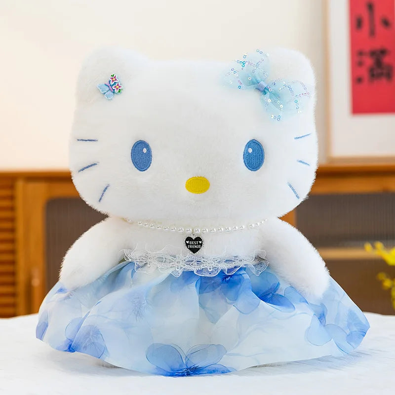 Cute Blue Pink Cat Character Plush Stuffed Doll Toy