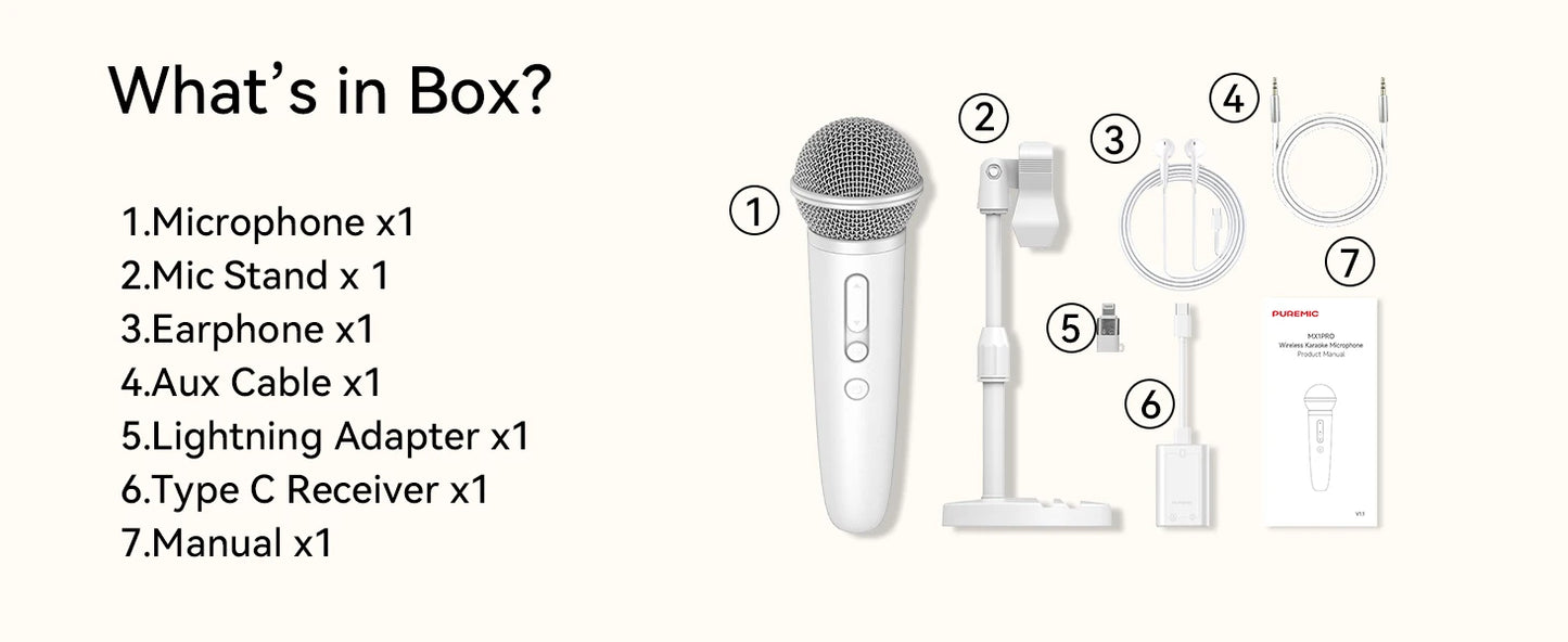 ASMR Recording & Karaoke Wireless Microphone with Earphone Monitoring, DSP Voice Enhancement, AUX Output for Live Streaming & Singing Apps