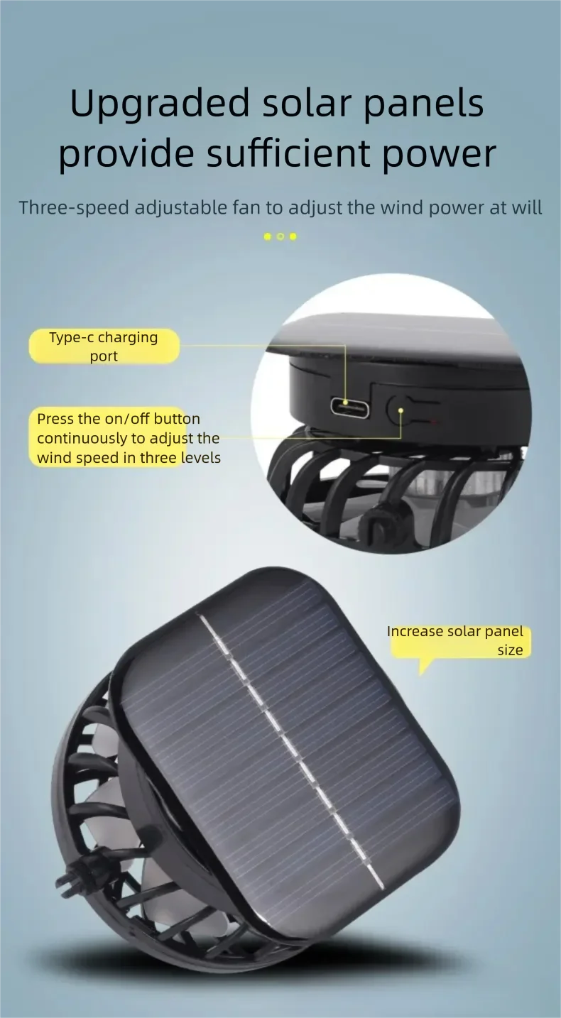 Wide Brim Solar Fan Hat With Dual Fans And USB Charging