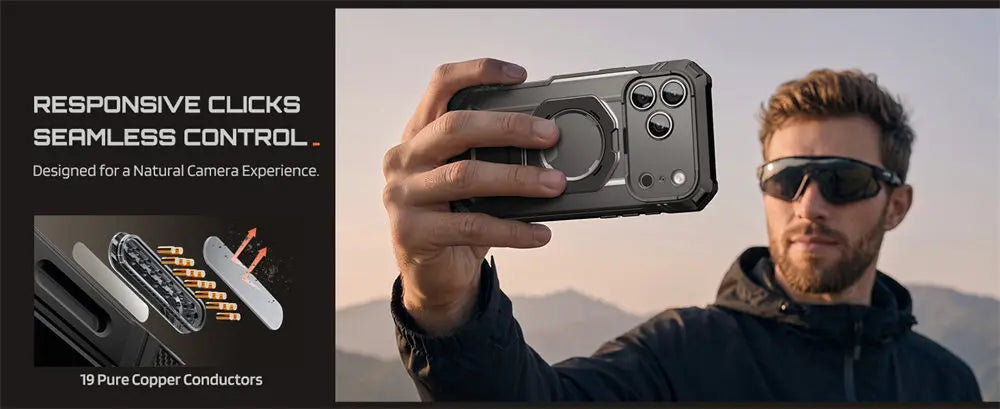 Rugged Magnetic Phone Case with Tempered Glass Screen Protector and Aluminium Kickstand for iPhone 17 Pro and iPhone 18 Pro