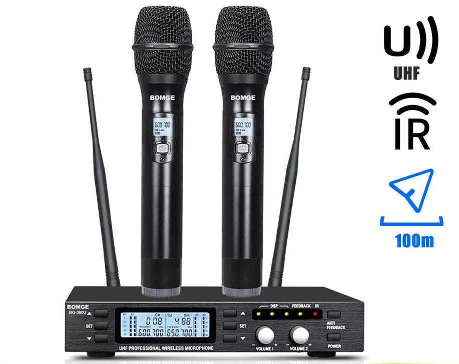 BG360U Dual Channel UHF Wireless Microphone System with DSP Effects