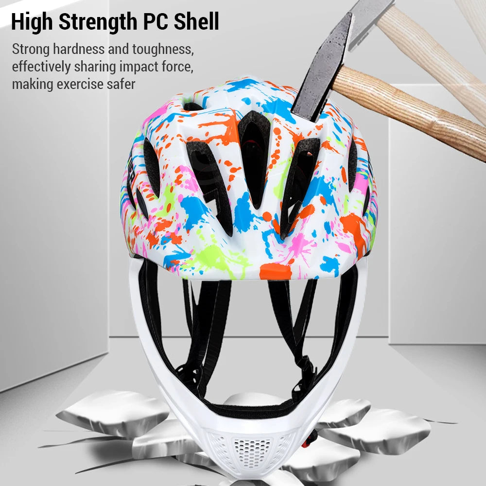 Adjustable Breathable  Bike Helmets  Lightweight Full Face Bicycle Helmet with LED Light 16 Openings for 46-54cm Head