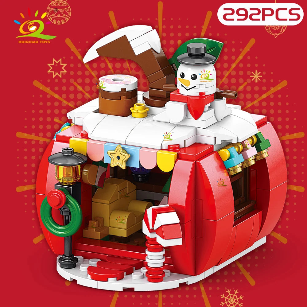 Christmas Tree Gingerbread Cafe Model Building Block DIY Elk Snowman Train Bricks Ornament Toys for  Adult Gift