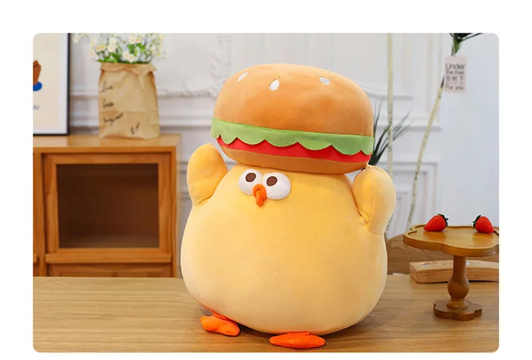Cartoon Burger And Chicken Plush Toy Soft Throw Pillow