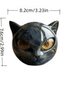 Cat Head Statue - Elegant Marble-like Glossy Resin Sculpture with Golden Eyes & Black Marble Texture,Desktop Decor for Home/Offi