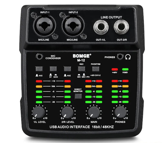 M12 2 Channel USB Audio Interface for Recording and Streaming