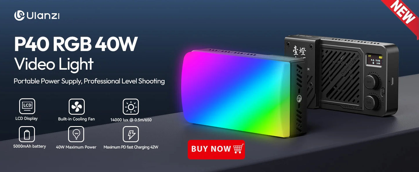 VL66 RGB Video Light – 360° Rotatable Bi-Color 2500-6500K CRI95+ Rechargeable Fill Light for DSLR, SLR & Smartphones