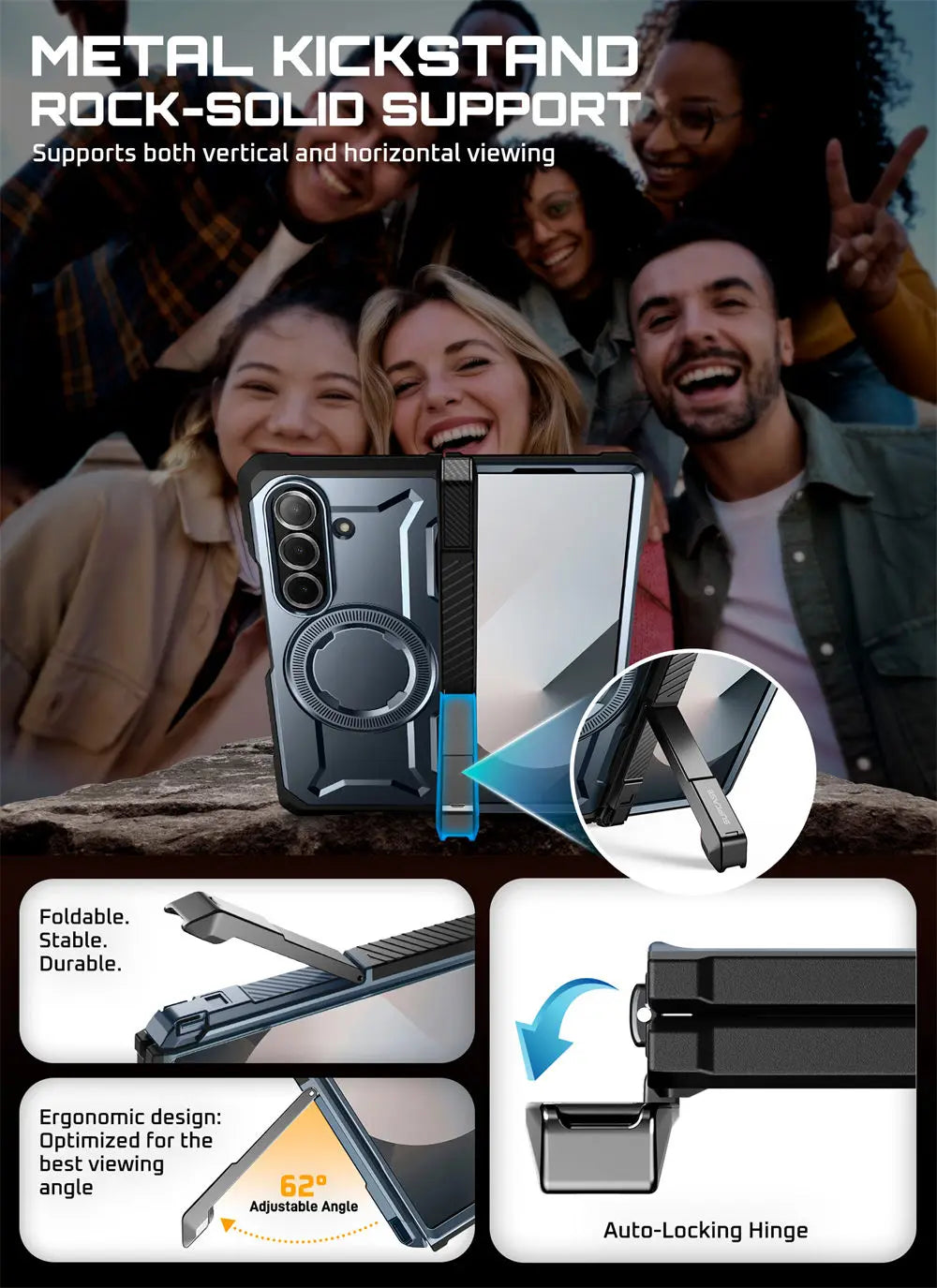 For Samsung Galaxy Z Fold 7 Case UB Grip Anti-Scratch Heavy Duty Rugged  Phone Case with Screen Protector