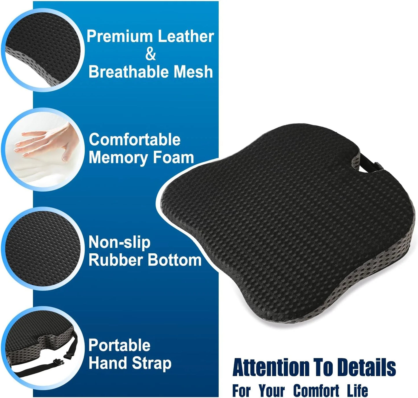 Car Seat Cushion/Waist Office Chair Back Lumbar Support Rest Rebound Memory Foam Cushion Pad Back Lumbar Cushion for Car Driver