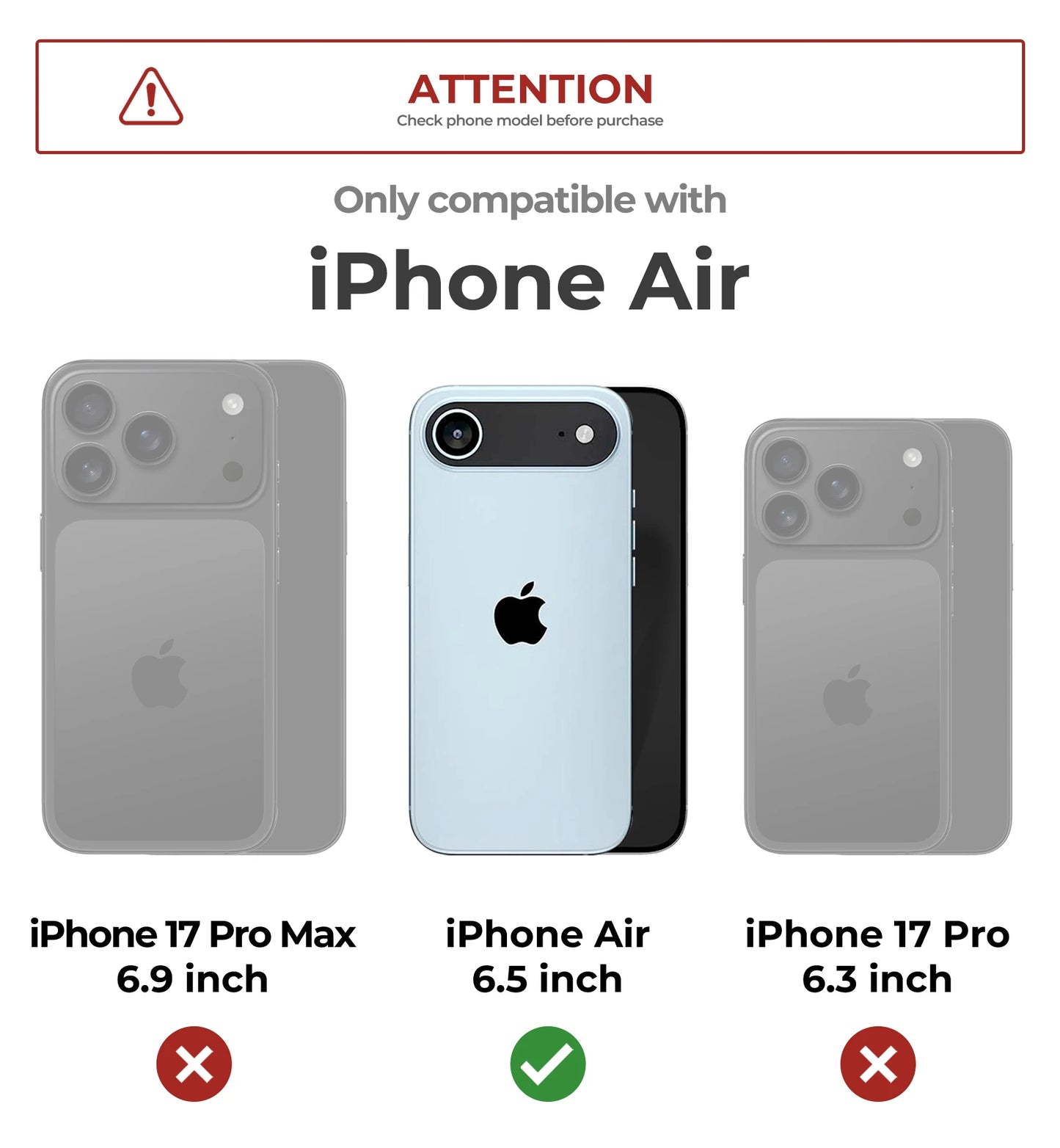 For iphone Air Case Rugged Armor Shockproof Case with Built-in Sliding Camera Cover and Built-in Screen Protector Kickstand