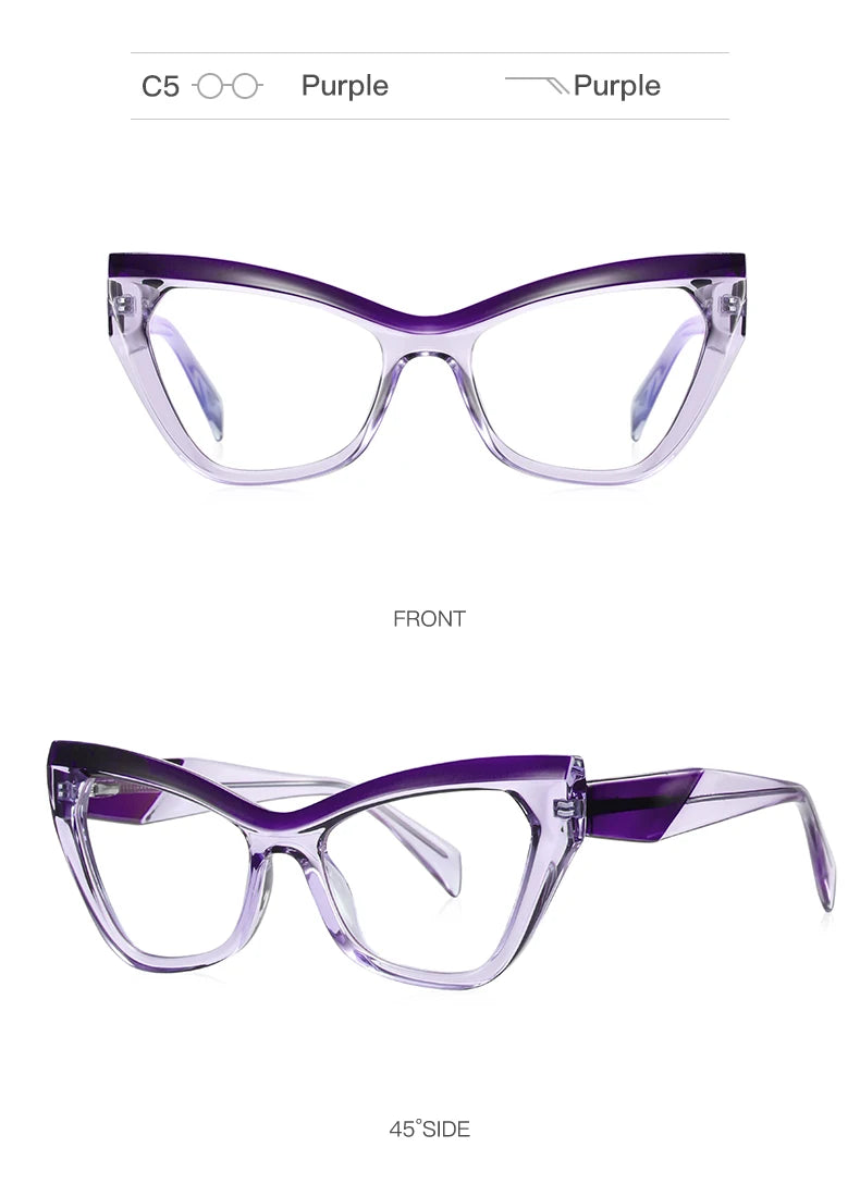 HONGMEI New Optical Prescription Computer Blue Blocking Eyeglasses Anti-Blue Light Cat-Eye Frames Customizable Reading Women