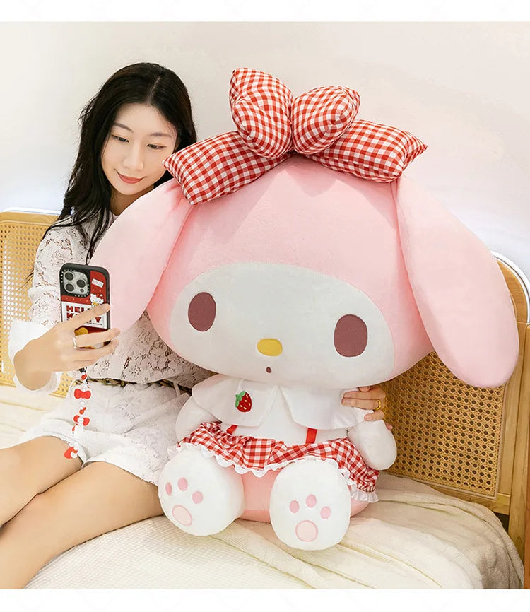 Kawaii 60cm Melody Plush Toy Sanrio Stuffed Doll Anime Soft Pillow Cute Gift Kids Birthday Xmas Plushie Stuffed Animal