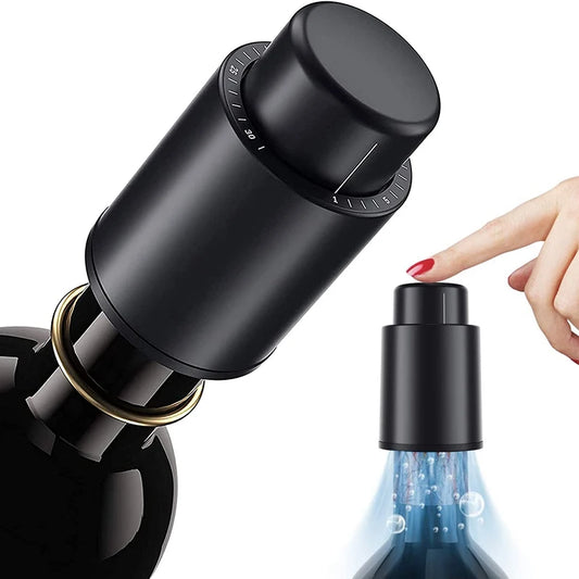 Vacuum Wine Bottle Cap Stopper Sealed Storage Vacuum Memory Wine Stopper Push Style Bar Tools Barware Wine Cork Black