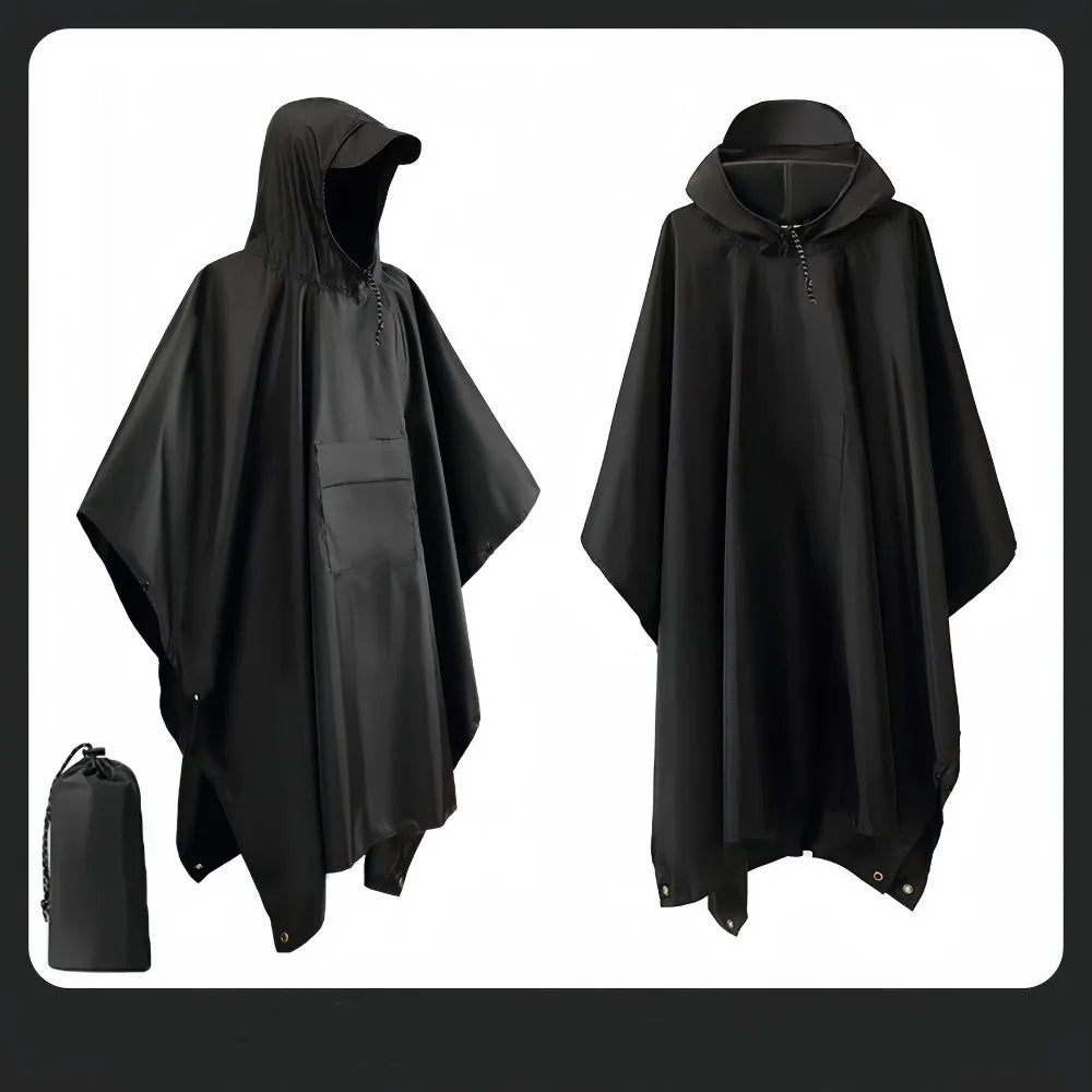 Three in One Waterproof Rain Poncho with Hood and Sleeves for Hiking