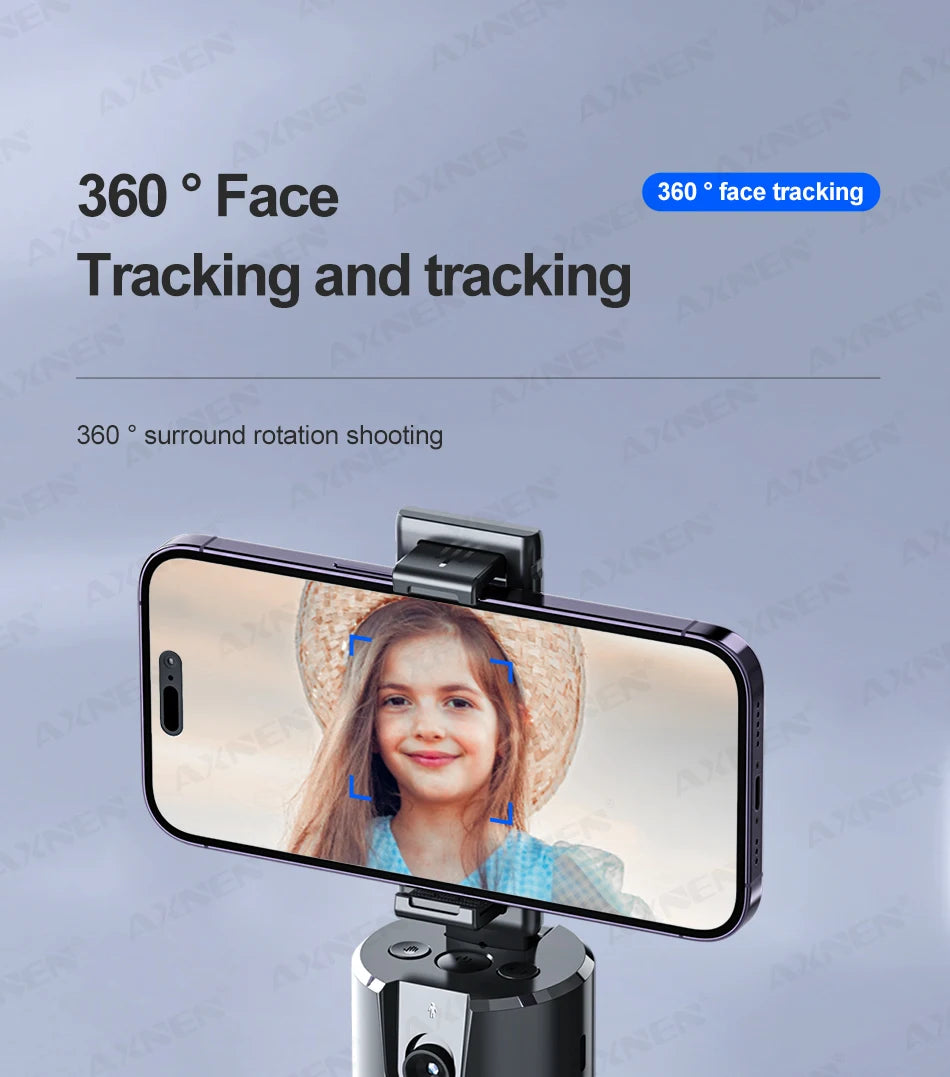 P02 360 Rotation Follow-up Gimbal Stabilizer Monopod Desktop Tracking Gimbal with Remote for Phone Live Photography