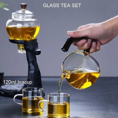 Glass Teapot Cute Deer Automatic Tea Maker Purer Oolong 6 Teacup Household Tea Set Holder Base Gift For Friend