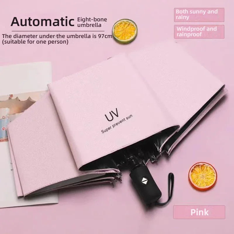 1 fully automatic travel camping outdoor sunscreen umbrella for women's umbrellas, sun umbrella for both sunny and rainy use, bl