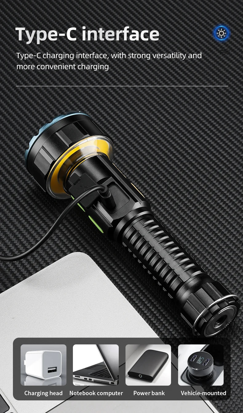30W 1 Plus 8 LED Rechargeable Camping Flashlight