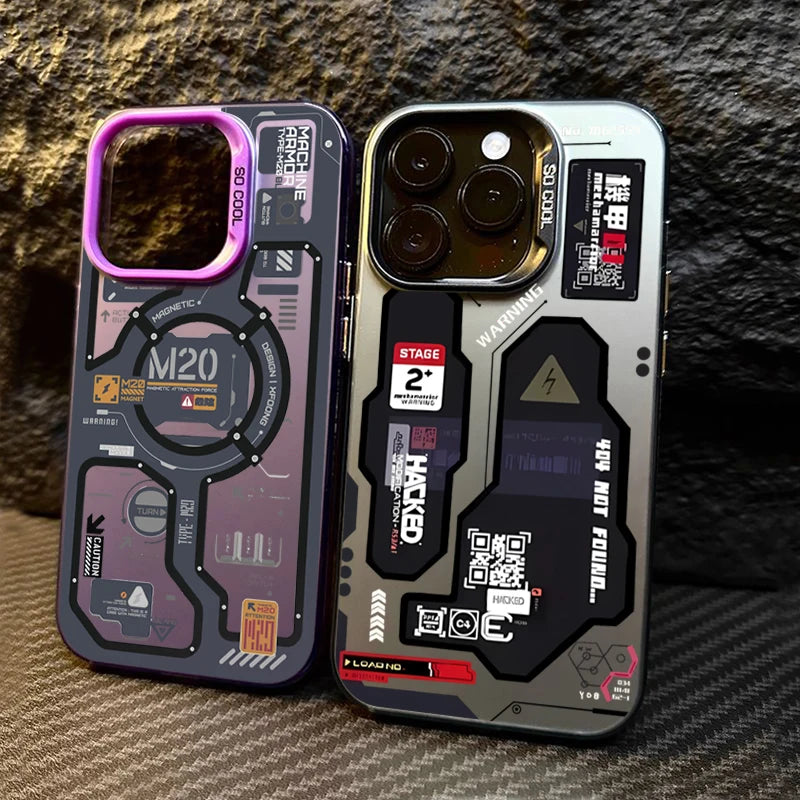 Phone Case For iPhone 16 15 14 17 Air Pro Max Shockproof Mecha-Style Graffiti Shockproof Cover