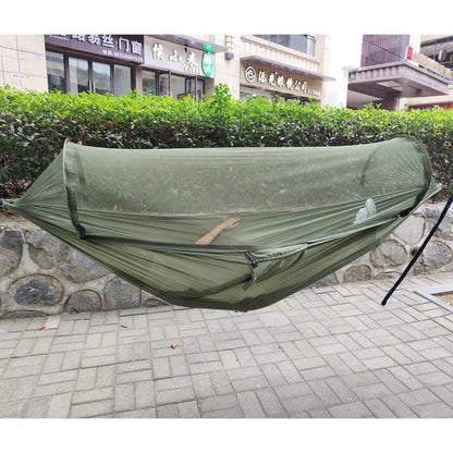 Large Camping Hammock with Mosquito Net Pop-up Parachute Lightweight Hanging Hammocks Tree Straps Swing Hammock