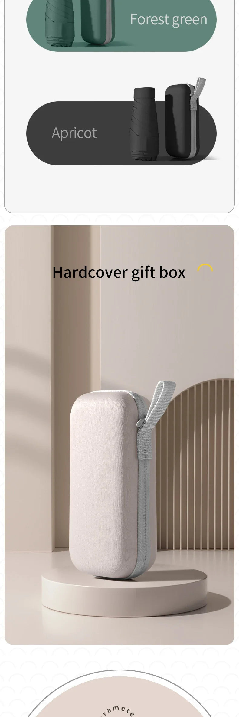 A solid color umbrella with a capsule box and a foldable umbrella for easy travel The umbrella is suitable for both sunny and r