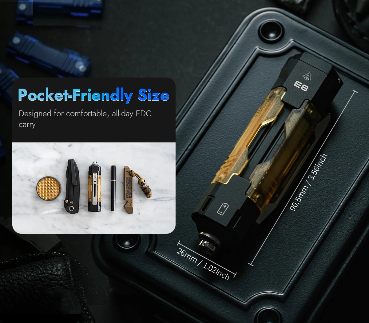 1300 Lumen Rechargeable EDC Flashlight With UV Light And Magnetic Panels