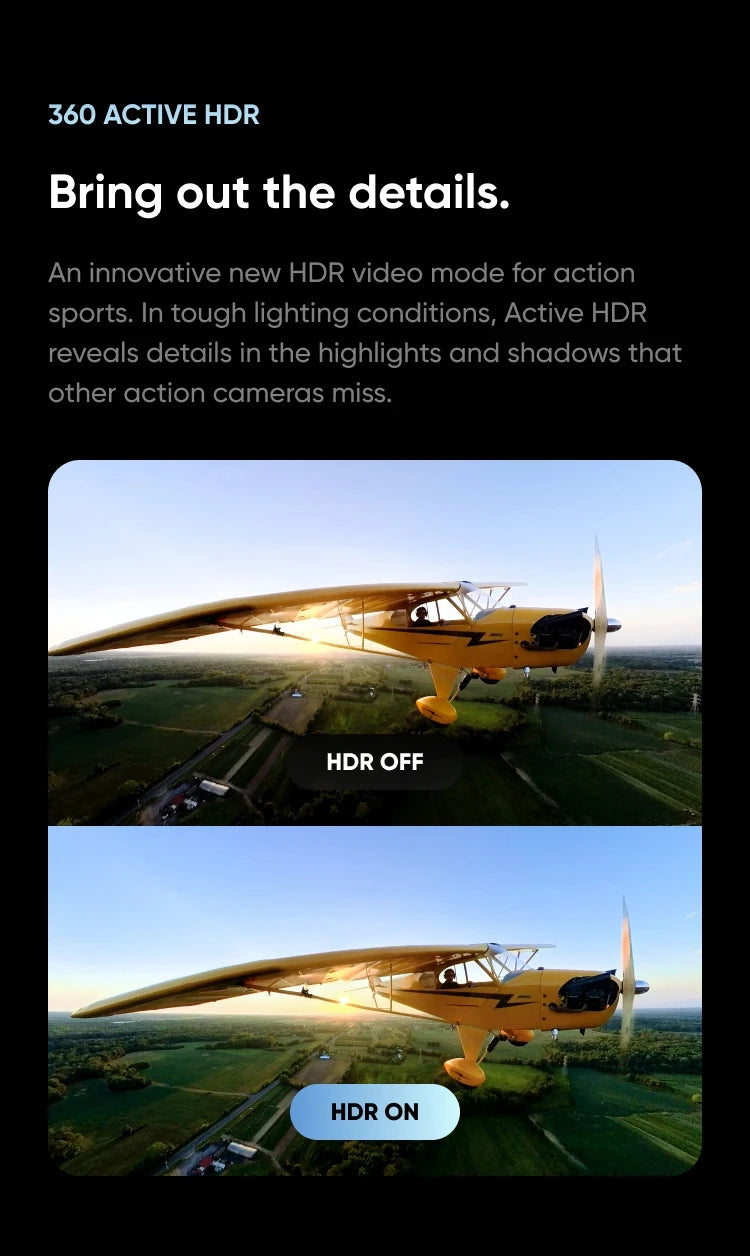 5.7K 360° Action Camera with 4K Single Lens Recording and FlowState Stabilization