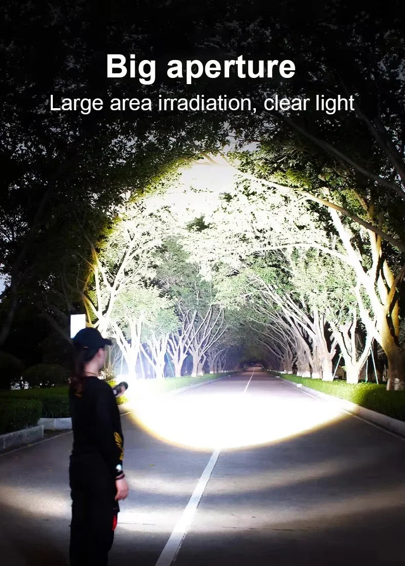 Ultra Bright LED Flashlight 12000mAh Rechargeable Zoomable Tactical Torch IPX6 Waterproof Power Bank