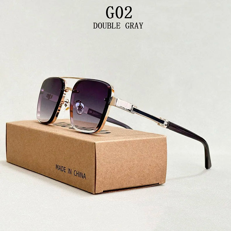 Square Alloy Frame Sunglasses With UV400 Protection
