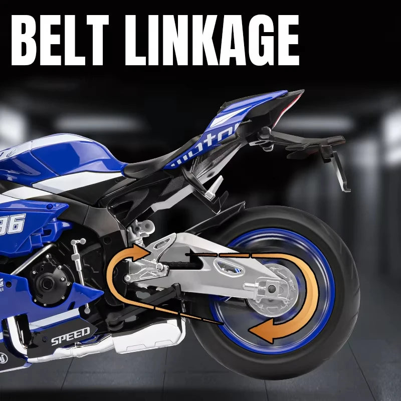 1:9 Yamaha YZF-R1M YZFR1M Alloy Die Cast Motorcycle Model Toy Vehicle Collection Sound and Light Off Road Autocycle Toys Car