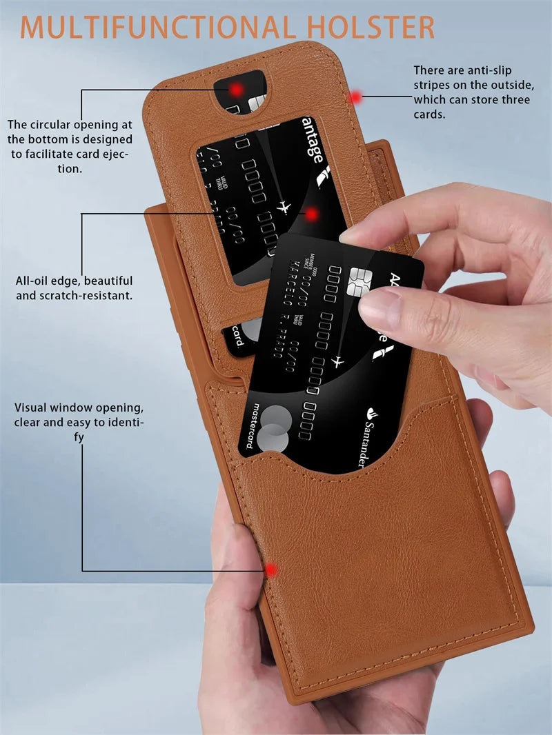 Business Leather Card Slot Bag Bracket Case for Samsung Galaxy S22 24 23 Plus Ultra Matte Stand Holder Wallet Shockproof