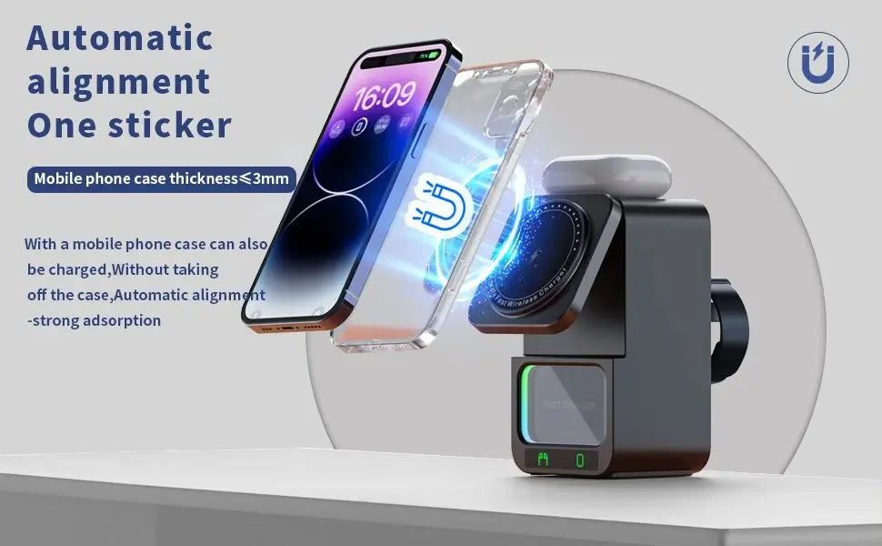 Bluetooth speaker charger with five in one speaker and wireless fast charging suitable for Apple Aeries phones/headphones/watche