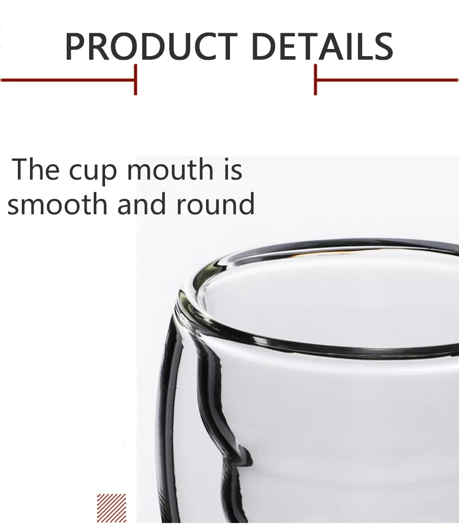 2/4/6pcs Screw Thread Espresso Cups Set Double Wall Glass Coffee Mugs Set 80ml Shot Glass Insulated Teacup Coffee Accessories