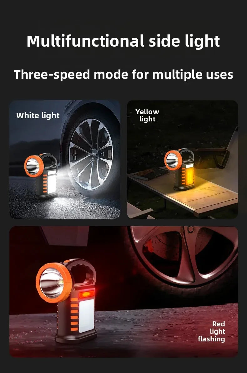 Portable Solar Rechargeable Handheld Work Light Multi-Function LED Camping Emergency Patrol Flashlight