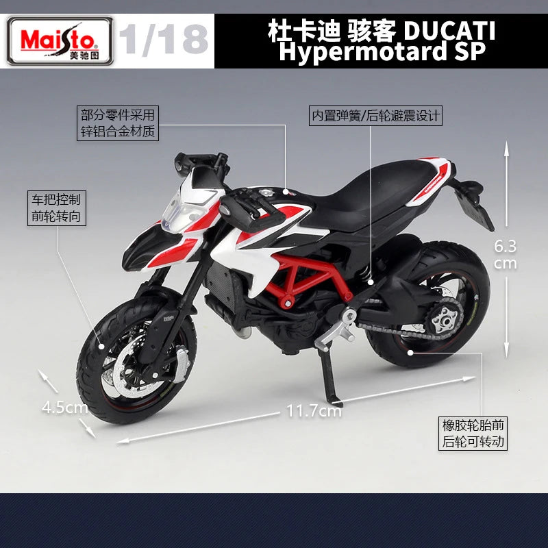 1 18 Scale Ducati Hypermotard SP Diecast Motorcycle Model