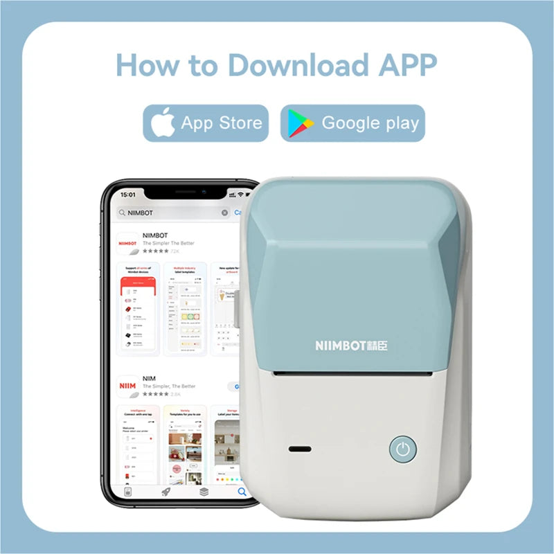 B1 Thermal Label Printer, Bluetooth Portable Sticker Maker 20–50mm, Inkless Barcode Price Tag Label Machine for Business & Food