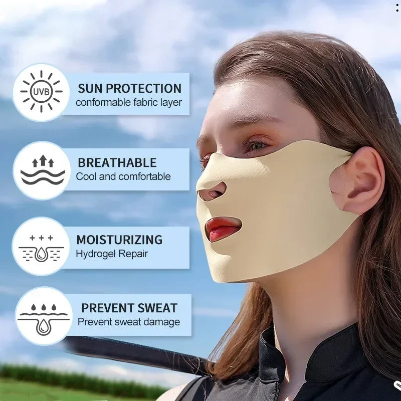 1PC Anti-uv UPF50+ Ice Silk Sunscreen Mask Traceless Summer Outdoor Sports Face Mask Breathable Exposed Mouth Nose Golf Mask