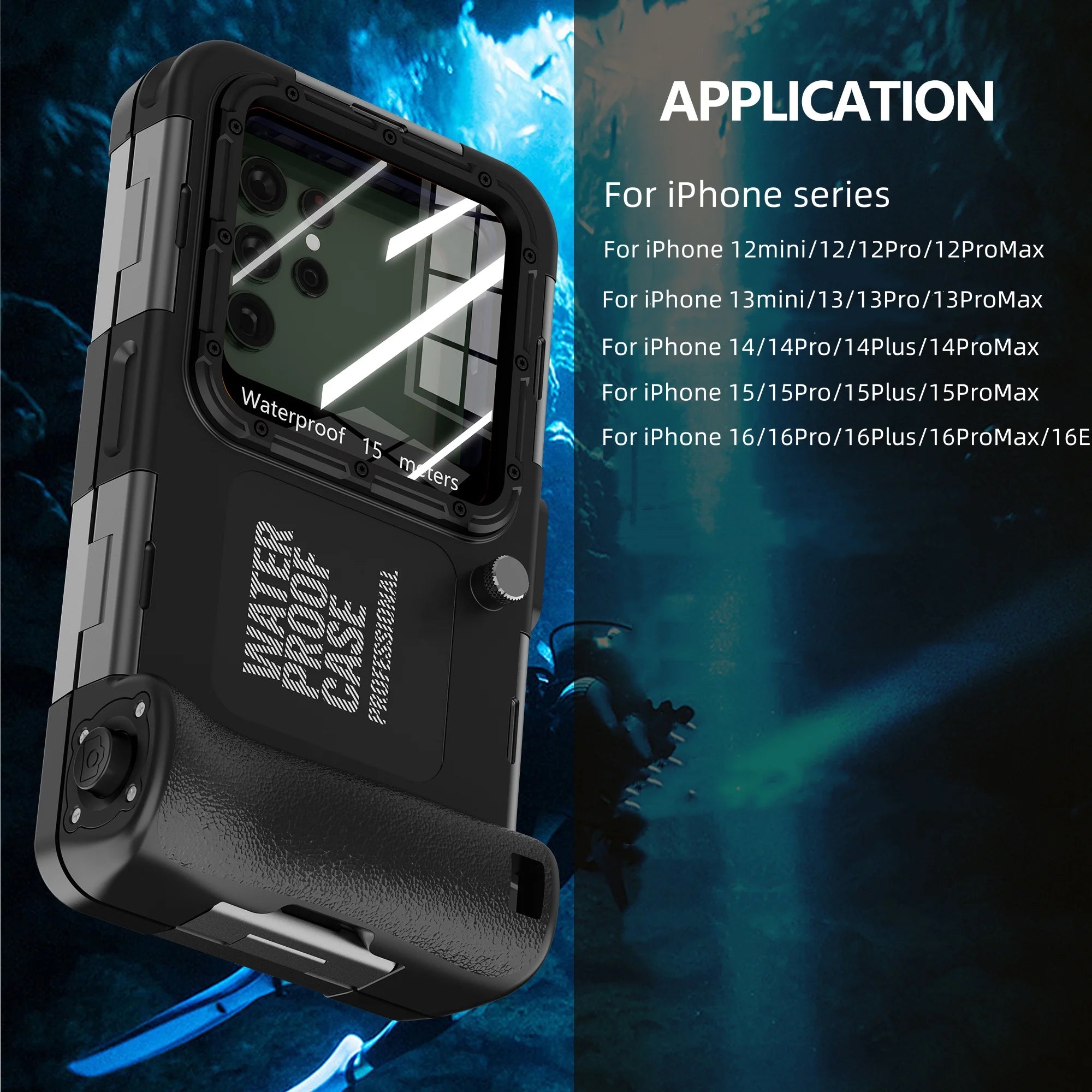 for iPhone series IP68 standard 15M/50ft diving/swimming photography professional diving waterproof phone case