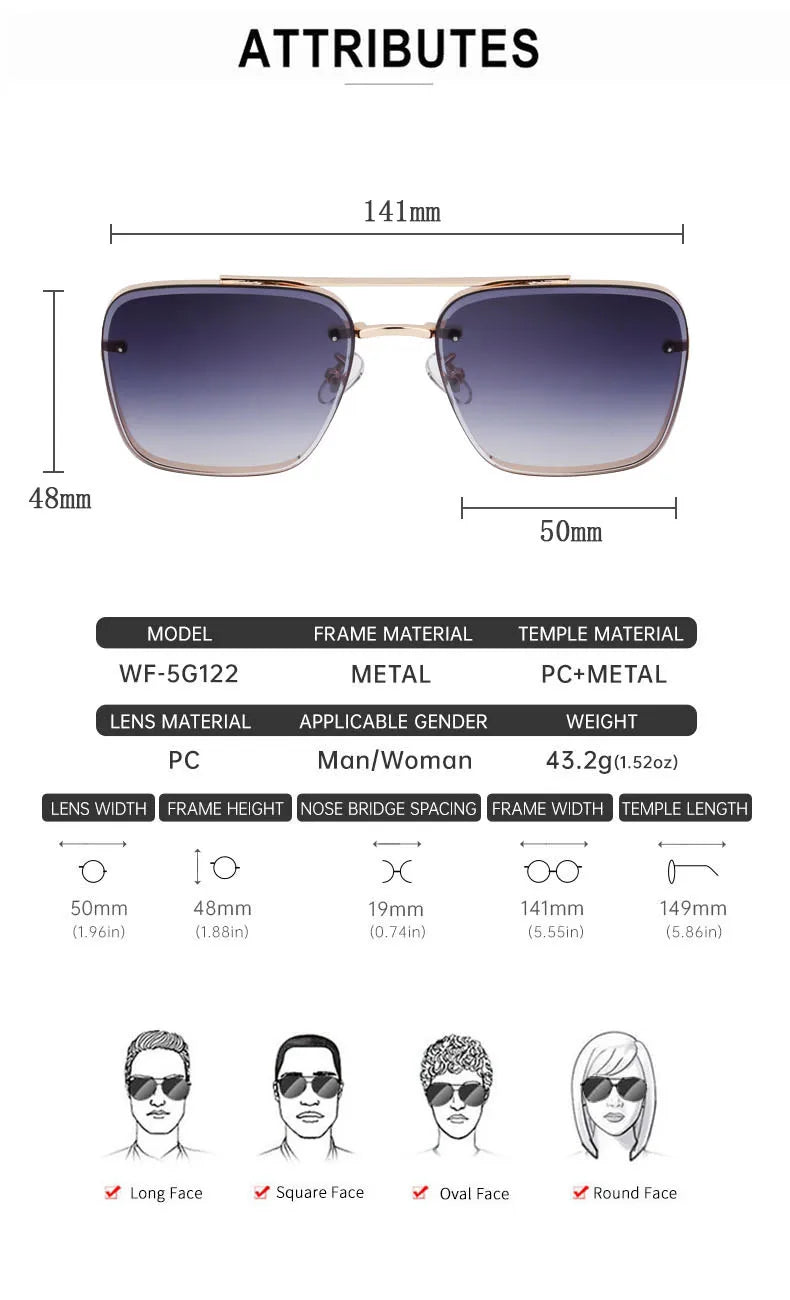 Square Frame Sunglasses With UV400 Protection