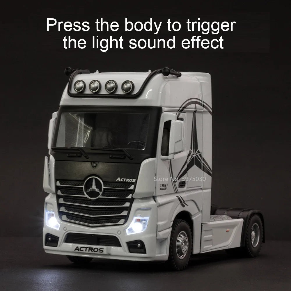 1/36 Alloy Container Trailer Truck Head Car Model Toy Diecast Metal Engineering Transport Vehicle Model Cars for ren Gifts