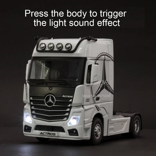 1/36 Alloy Container Trailer Truck Head Car Model Toy Diecast Metal Engineering Transport Vehicle Model Cars for ren Gifts