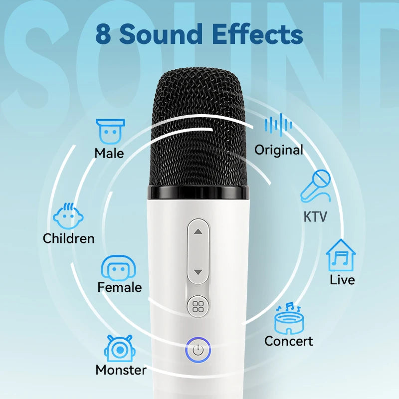 Tesla Wireless Bluetooth Karaoke Microphone with Case, Rechargeable USB-C Handheld Mic with AUX Receiver for Car & Home Singing