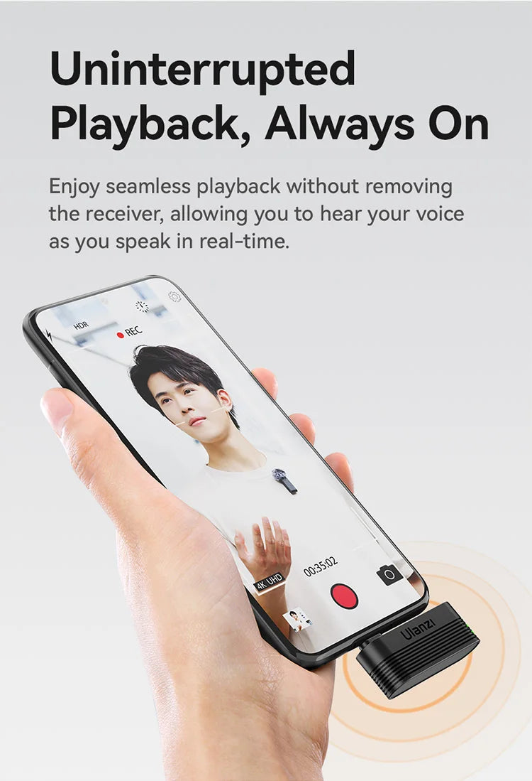 Wireless Lavalier Microphone for iPhone Android Camera Dual Mic with Charging Case