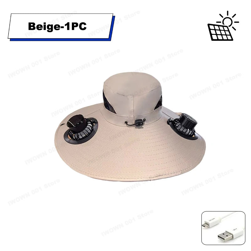 USB Cooling Fan Baseball Cap With Adjustable Fan