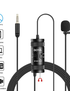 3.5mm Lavalier Lapel Microphone for Mobile Phone PC Laptop Camera Wired Microfon for Speaking Audio Vlogging BY-M1 PRO II