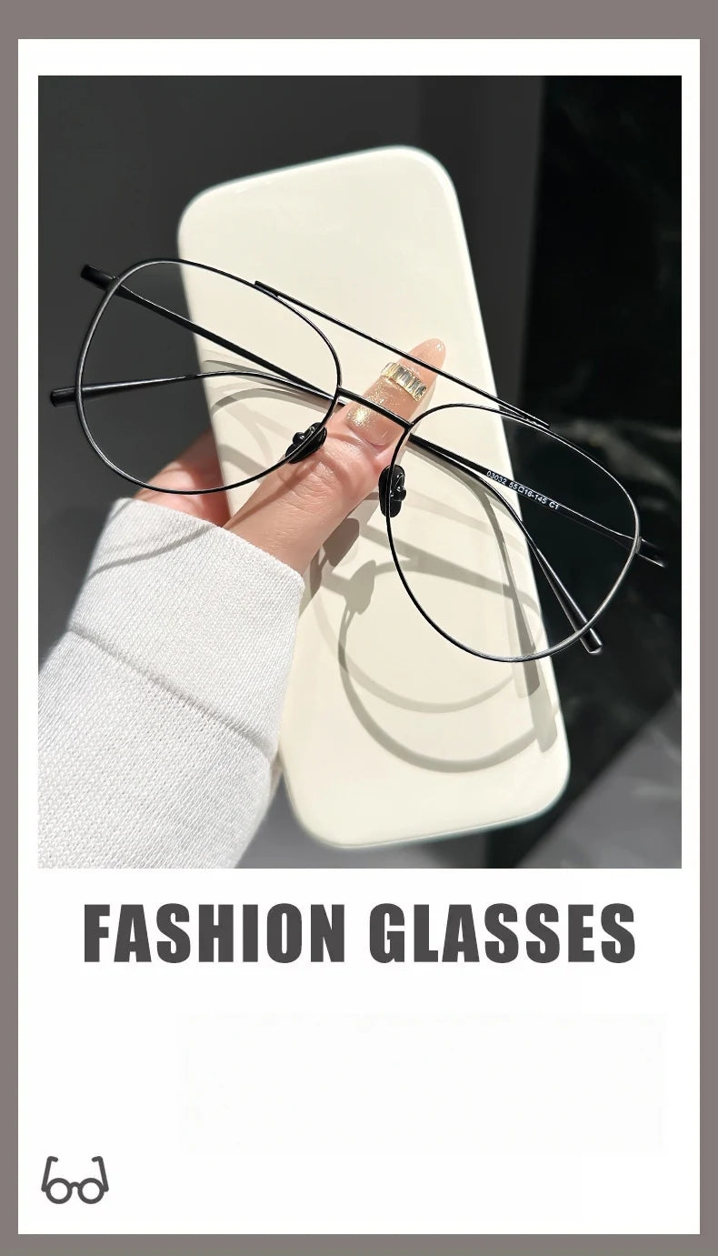 Retro Pilot Double Bridge Lightweight Titanium Eyeglasses Frames