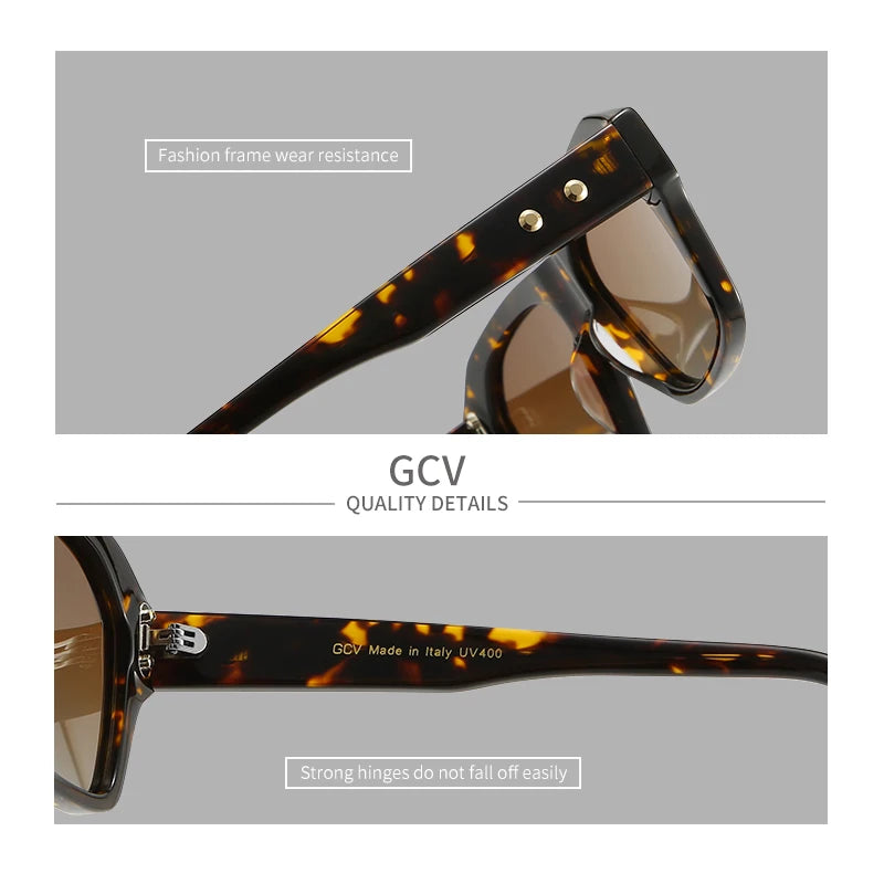 Acetate Square Polarized UV400 Mirror Gradient Fashion Sunglasses for Men Women Luxury Eyewear