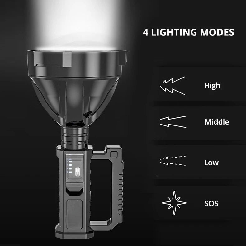 High Power Rechargeable Spotlight 3800 Lumens Ultra Long Range LED Searchlight Camping Lantern