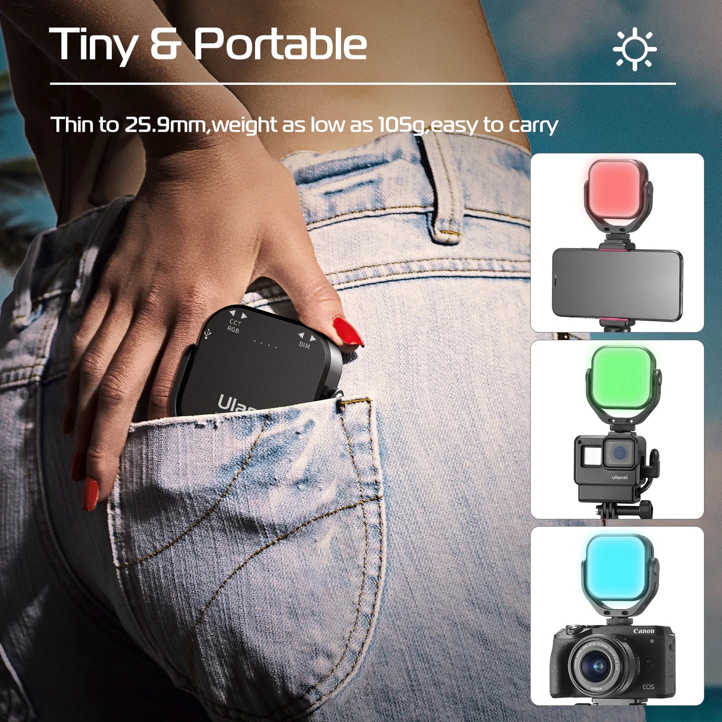 VL66 RGB Video Light – 360° Rotatable Bi-Color 2500-6500K CRI95+ Rechargeable Fill Light for DSLR, SLR & Smartphones